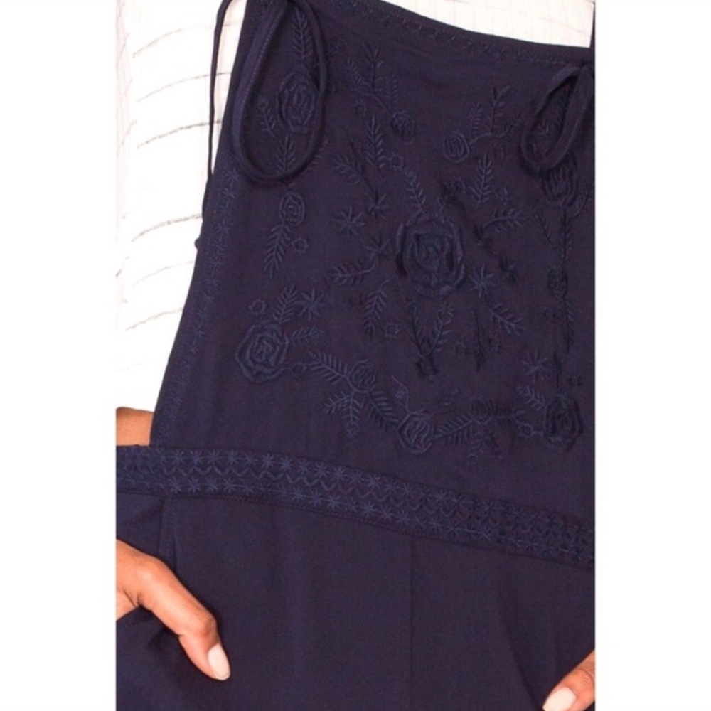 Navy Embroidered Overalls - Picture 7 of 8